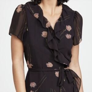 NWT Madewell Georgette Ruffle-Wrap Mini Dress in Aster Portrait Size Small